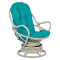 thumbnail image 1 of Lanai Rattan Swivel Rocker Chair in Blue Fabric with White Wash Frame, 1 of 8