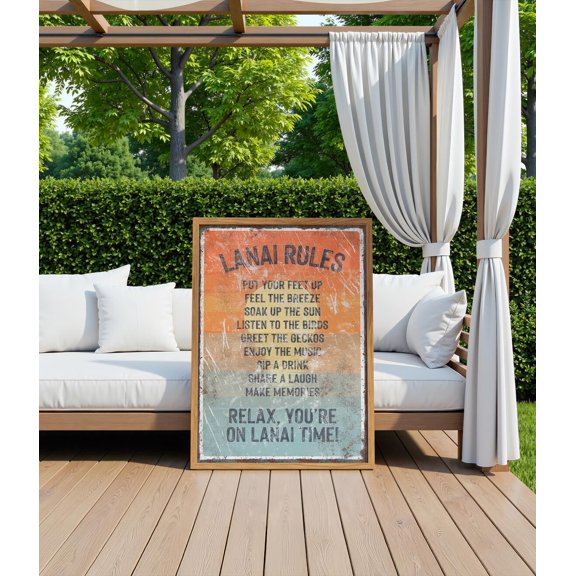 Lanai Rules Sunset Sign, Retro Poolside Decor, Sunset Gift for Her, Poster Only