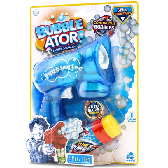 Lanard: Bubble-ator - Assorted Color: Red OR Blue - Handheld Auto- Blowing Bubble Machine, 4oz Solution, Spill-Resistant, Outdoor Play Toy, Kids 3+