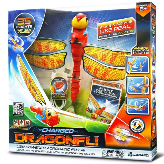 Lanard: Dragonfly! - USB Powered Flying Toy, Moves Like A Real Dragonfly, Amazing Random Paths, 35 Flights With One Charge, Outdoor Play, Kids Ages 8+