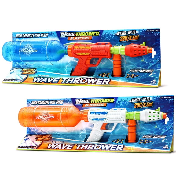 Lanard: Water Blasters - Wave Thrower Twin Pack - 2 Pump Action Drenchers, Sprays Water Up To 28ft, 25.4oz Bottle Tanks, Outdoor Play Toy, Kids 4+