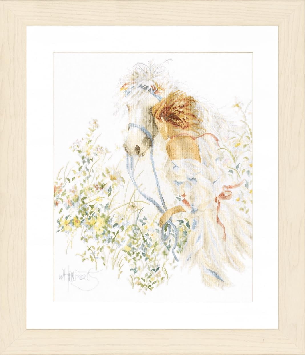 Lanarte Vervaco PN-0007952 | Horse & Flowers Picture Counted Cross Stitch Kit 39 x 48cm