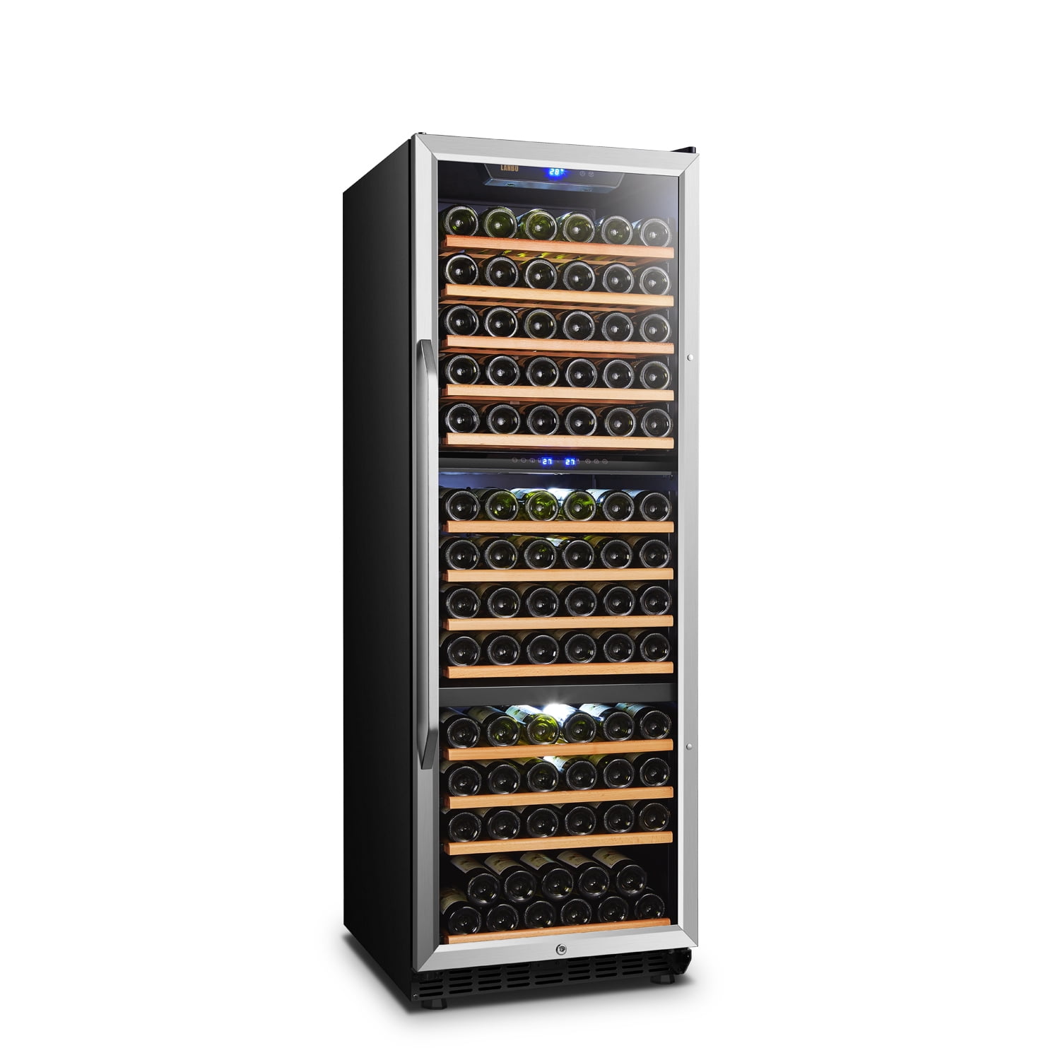 Lanbo 143 Bottle Triple Zone Compressor Wine Refrigerator 24 inch Width