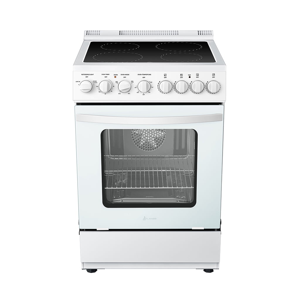 Lanbo 24 in 2.9 CU ft Freestanding Electric Range with Rotisserie and True Convection Oven and Timer