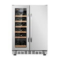 thumbnail image 1 of Lanbo 24 inch Dual Zone 18 Bottle Wine and 55 Can Beverage Cooler with French Door, 1 of 12