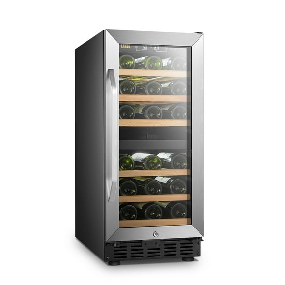 Lanbo 28 Bottle Under Counter Dual Zone Wine Cooler Refrigerator 15 inch Width