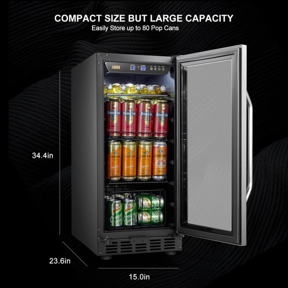 Lanbo LB80BC Single Zone (Built In or Freestanding) Compressor Beverage Cooler, 70 Can Capacity
