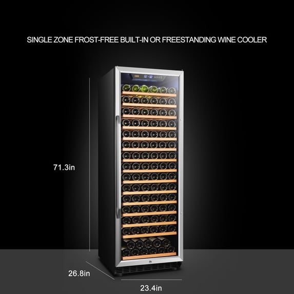 Lanbo LW177S Single Zone (Built In or Freestanding) Compressor Wine Cooler, 171 Bottle Capacity
