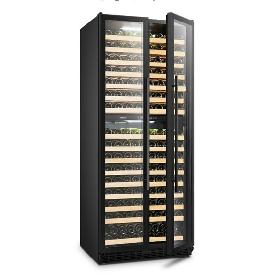 LanboPro Black Dual Zone Wine Cooler French Doors 287 Bottle Capacity