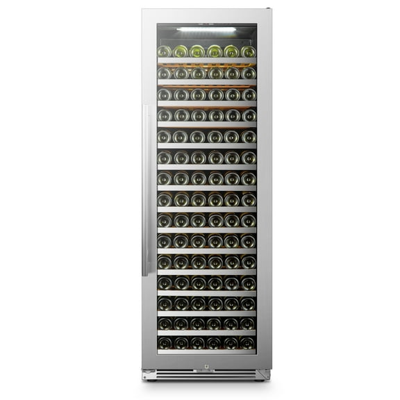 Lanbopro 164 Bottles 24 inch Width Single Zone Wine Cooler in Seamless Stainless Steel