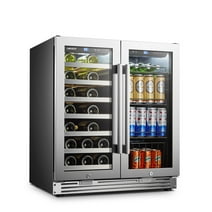 Lanbopro 31 Bottles 58 Cans Dual Zone Wine Cooler Beverage Refrigerator