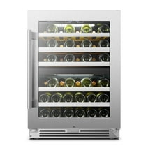 Lanbopro 44 Bottle Under Counter Dual Zone Silver Wine Cooler in Stainless Steel