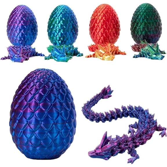 Lanbtorn Easter Dragon Egg Fidget Toy – 3D Printed with Articulated Dragon Inside – 12 inch Easter Gifts