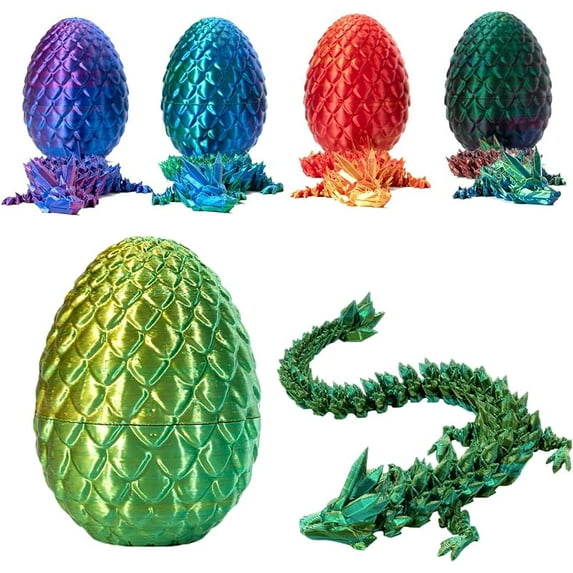 Lanbtorn Easter Egg, Dragon Egg, 12In Dragon Toy, 3D Printed Dragon Fidget Toys, 3D Printed Dragon Egg with Articulated Dragon Inside, Fidget Toys for Autism/ADHD, Easter Gifts