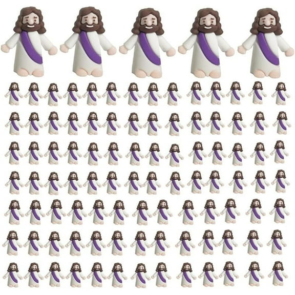 Lanbtorn Mini Jesus Figurine, 24 Pcs Jesus Toys Little Jesus Figurine Miniature Jesus Doll Tiny Jesus Figurine to Hide and Seek Religious Gifts for Easter Egg Stuffers