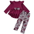 thumbnail image 1 of Lanbubble 1-5Y Toddler Girl 2-Piece Outfits Set Long Sleeve Ruffle Hem Top Floral Pants Fall Winter Kids Girl Clothes, 1 of 10