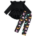 thumbnail image 1 of Lanbubble 1-5Y Toddler Girl 2-Piece Outfits Set Long Sleeve Ruffle Hem Top Floral Pants Fall Winter Kids Girl Clothes, 1 of 10