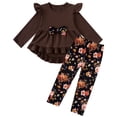 thumbnail image 1 of Lanbubble 1-5Y Toddler Girl 2-Piece Outfits Set Long Sleeve Ruffle Hem Top Floral Pants Fall Winter Kids Girl Clothes, 1 of 10