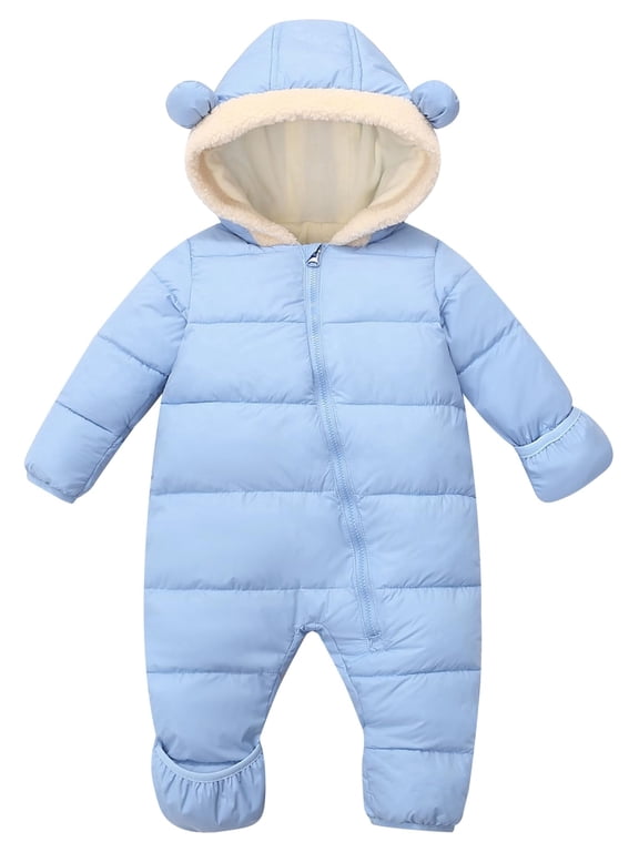 Baby Snowsuit Boys Girls Puffer Jacket Newborn Hooded Coat Toddler Winter Clothes 0M-2T