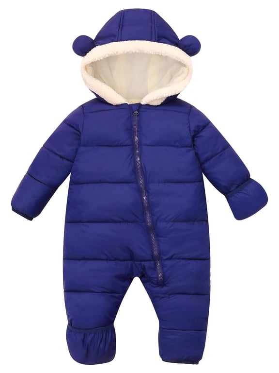 Baby Snowsuit Boys Girls Puffer Jacket Newborn Hooded Coat Toddler Winter Clothes 0M-2T