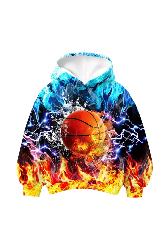 Boys' 3D Graphic Pullover Hoodie Long Sleeve Hooded Sweatshirt with Kangaroo Pocket Sizes 7-14Y
