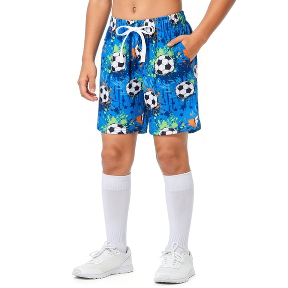 Lanbubble Boys Athletic Groundwork Performance Shorts Kids Mesh Breathable Quick Dry Stretch Basketball Active Sweat Shorts for 7-14 Years