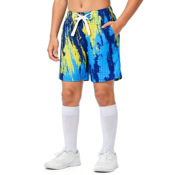 Lanbubble Boys Athletic Groundwork Performance Shorts Kids Mesh Breathable Quick Dry Stretch Basketball Active Sweat Shorts for 7-14 Years