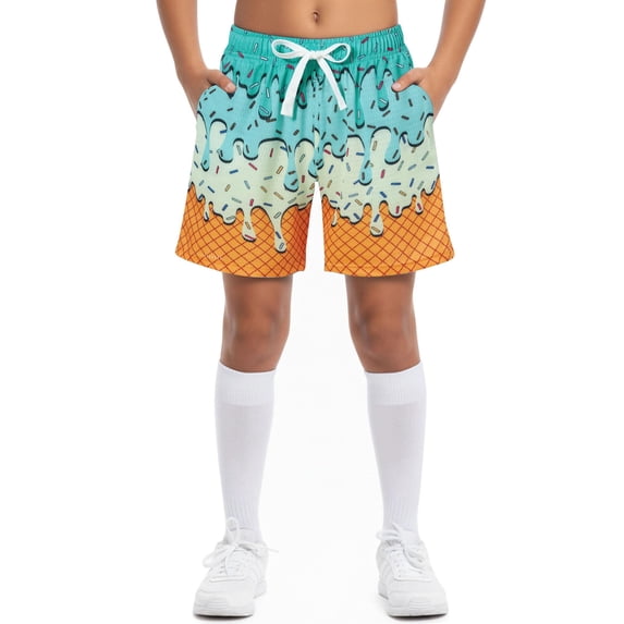 Lanbubble Boys Athletic Groundwork Performance Shorts Kids Mesh Breathable Quick Dry Stretch Basketball Active Sweat Shorts for 7-14 Years