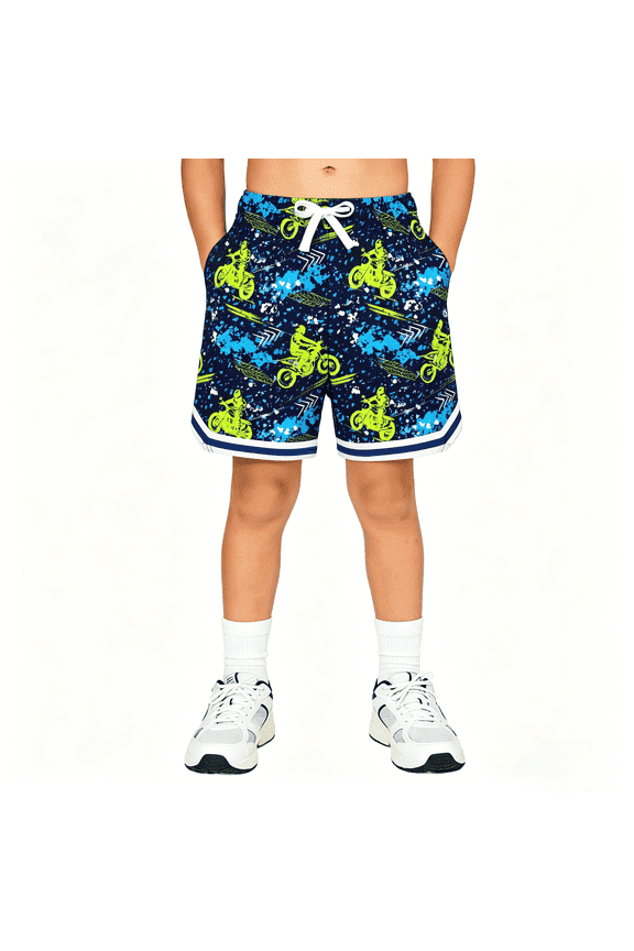 Boys' Athletic Shorts Quick Dry Stretch Elastic Waist Bottoms Big Boy Mesh Breathable Active Running Workout Shorts for Youth (7-12 Years)