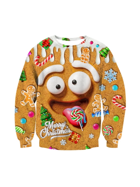 Boys Christmas Sweatshirt Lightweight Graphic Pullover for 8-14 Y