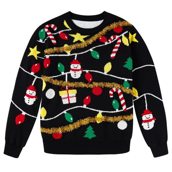 Lanbubble Boys Girls Ugly Christmas Sweater Holiday Party Pullover Xmas Sweatshirt for Kids Size 7-14