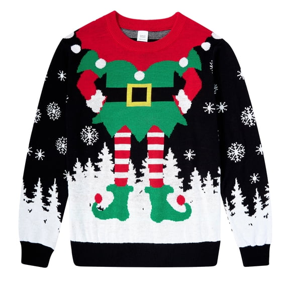 Lanbubble Unisex Kids Ugly Christmas Knit Sweater Crewneck Pullover for Boys and Girls Ages 7-14