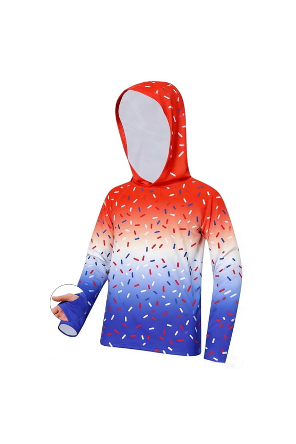 Boys Rash Guard Shirts Long Sleeve Quick Dry Beach Swim Hooded with Thumb Hole 7-14Years