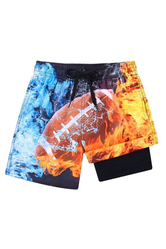 Boys Swim Trunks with Compression Liner Swimming Shorts Quick Dry Bathing Suit Swimwear 7-16Y