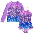 thumbnail image 1 of Lanbubble Girls 3 Piece Swimsuit Set Long Sleeve Rash Guard Tankini Bathing Suits Beach Swimwear 3-4 Years, 1 of 10