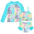 thumbnail image 1 of Lanbubble Girls 3 Piece Swimsuit Set Long Sleeve Rash Guard Tankini Bathing Suits Beach Swimwear 3-4 Years, 1 of 8