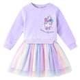 thumbnail image 1 of Lanbubble Girls Dresses Long Sleeve Sweat Party Dress with Sequin Tulle Skirt 3-7 Years, 1 of 6