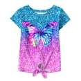 thumbnail image 1 of Lanbubble Girls Graphic T-Shirt Tie Dye Kids Short Sleeve Tee Shirt Tie Front Tops 7-12 Years, 1 of 7