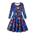 thumbnail image 1 of Lanbubble Girls Dresses Long Sleeve Butterfly Printed Casual Twirly Dress Fall Clothes 5-13 Years, 1 of 10