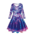 thumbnail image 1 of Lanbubble Girls Dresses Long Sleeve Mermaid Printed Casual Twirly Dress Fall Clothes 5-13 Years, 1 of 9