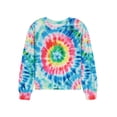 thumbnail image 1 of Lanbubble Girls Long Sleeve Shirt Tie Dye Graphic Top Casual Crew Neck Relaxed Fit Shirts for Kids 7 12 Years, 1 of 9