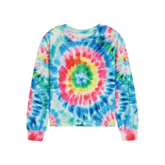 Lanbubble Girls Long Sleeve Shirt Tie Dye Graphic Top Casual Crew Neck Relaxed Fit Shirts for Kids 7 12 Years