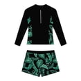 thumbnail image 1 of Lanbubble Girl Swimsuit for Teens 2 Piece Long Sleeve Rash Guard Bathing Suits Padded Girls Swimwear 11-16Y, 1 of 9