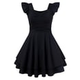 thumbnail image 1 of Lanbubble Girls Ruched Dresses Ruffle Sleeve Teens Tiered Swing A-line Black Dress 13-14 Years, 1 of 10