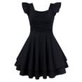 thumbnail image 1 of Lanbubble Girls Ruched Dresses Ruffle Sleeve Teens Tiered Swing A-line Black Dress 9-10 Years, 1 of 11