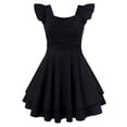 thumbnail image 1 of Lanbubble Girls Ruched Dresses Ruffle Sleeve Teens Tiered Swing A-line Teen Black Dress 15-16 Years, 1 of 11