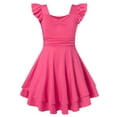thumbnail image 1 of Lanbubble Girls Ruched Dresses Ruffle Sleeve Teens Tiered Swing A-line Teen Hot Pink Dress 15-16 Years, 1 of 9
