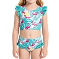 thumbnail image 1 of Lanbubble Girls Ruffle Tankini Swimsuit High Waisted 2 Piece Bathing Suit Beach Swimwear For Toddler Kids 3-7 Years, 1 of 8