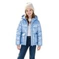 thumbnail image 1 of Lanbubble Girls Shiny Puffer Jacket Hooded Winter Coat Warm Outerwear for Kids 7-14Y, 1 of 9
