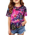 thumbnail image 1 of Lanbubble Girls Short Sleeve Graphic T-Shirt Fashion Cat Tee, Sizes 7-12, 1 of 7